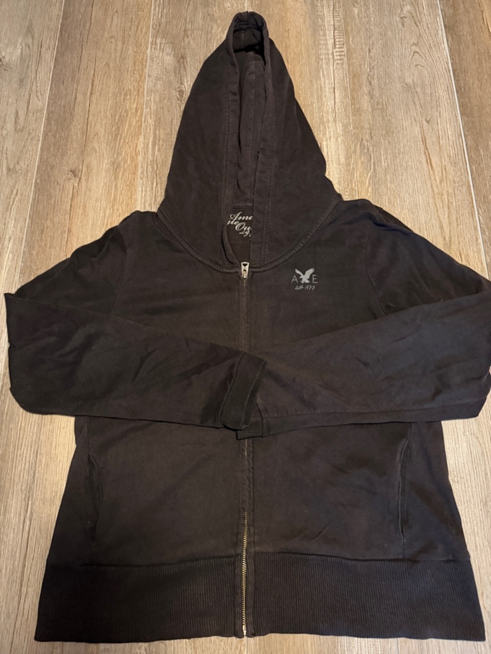Women’s American Eagle Outfitters Black Zip Up Hoodie with Script Logo